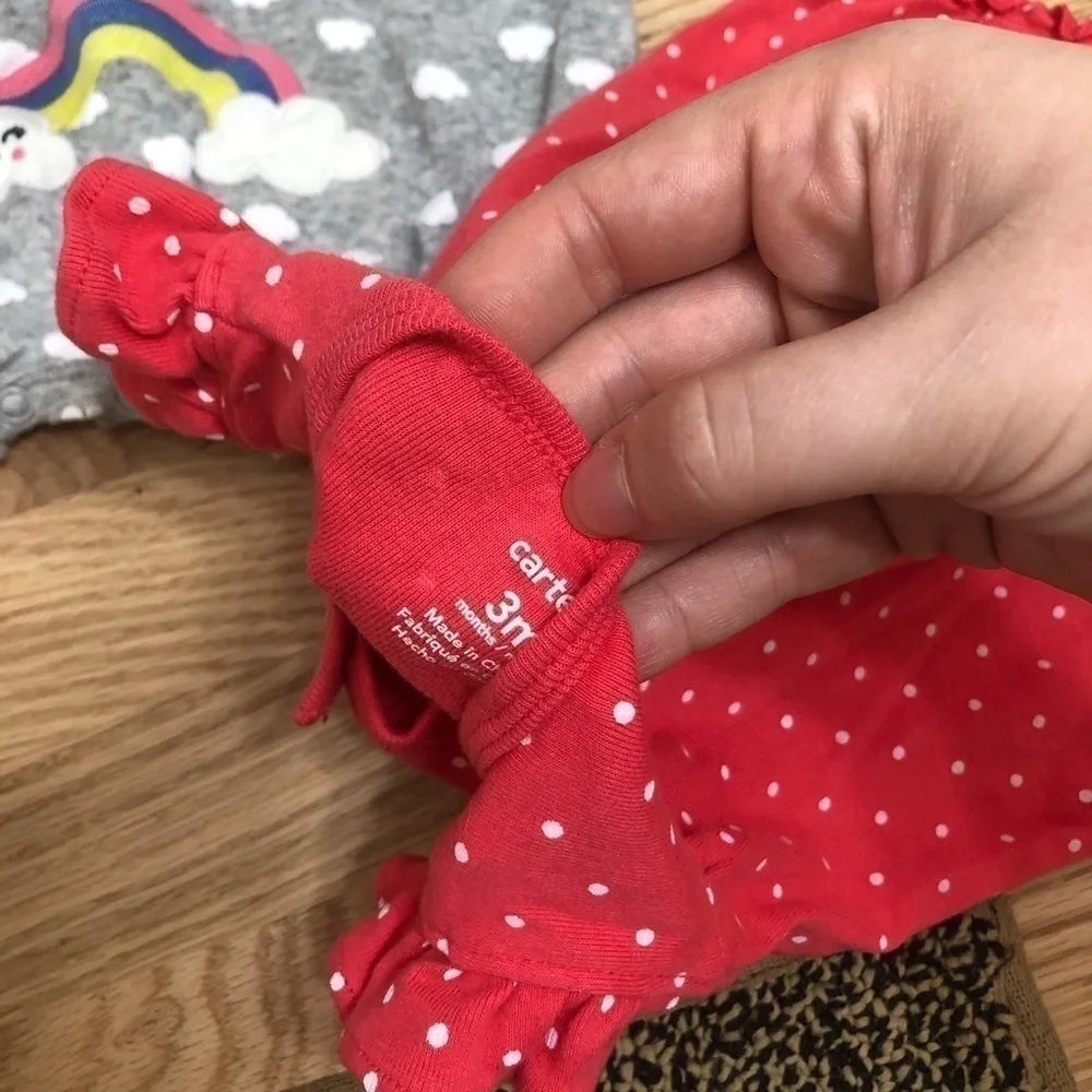 Carter’s Snap Romper Set 3 Months Girl Clouds Floral Red Gray